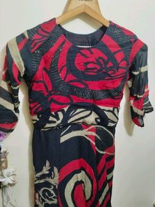Red & Black Print Kurti