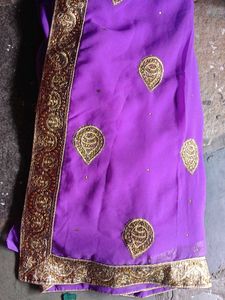 Purple Embroidered Saree