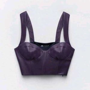 ZARA FAUX LEATHER BUSTIER TOP💜🟪🟣