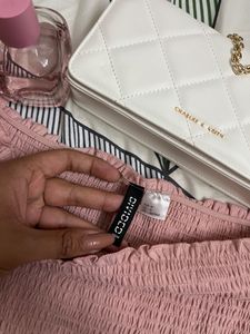(Price Drop)H&amp;M pink smocked off the shoulder top