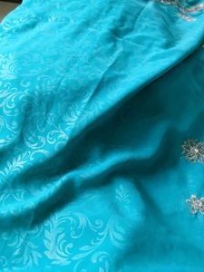 Green Heavy Beautiful Bead Work Woman Saree