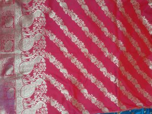 Pink &amp; Gold Banarasi Silk Saree
