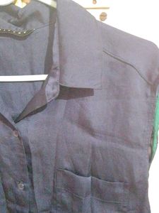 Sleeveless Silk Shirt