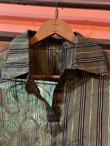 Striped Sheer Olive Green Blouse