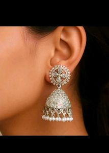 Stunning Black &amp; Silver Jhumka Earrings