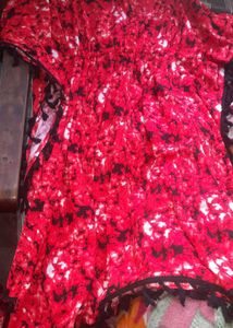 Red &amp; Black Printed Kaftan