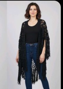 handmade Boho Crochet Fringe poncho