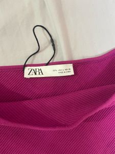 Zara Hot Pink One-Shoulder Ribbed Tank