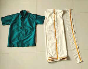 Traditional South Indian 10yrs  Boys Set Of Silk C