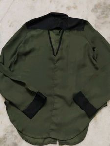 Olive Green Button-Down Top