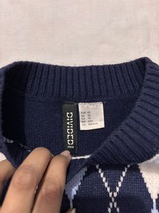 h&amp;m navy argyle sweater vest