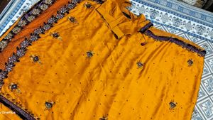 Mango Color Function Wear Saree.