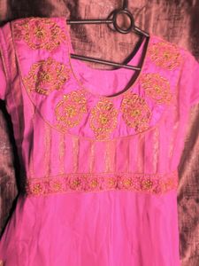 Pink Net Anarkali