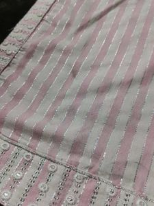 white pink embroidery kurti
