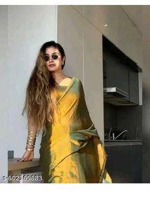 Elegant Green &amp; Gold Saree