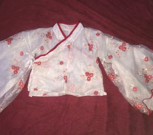 Floral Chinese Style Top With Flared Sleeves