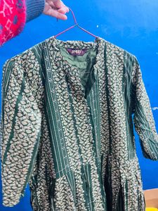 Elegant Green Printed Kurta Dress
