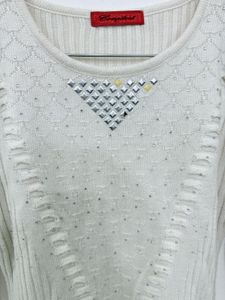 Stylish Cream Knit Sweater