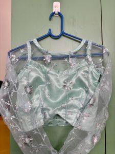 Pastel Blue Green Crop Top