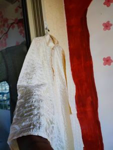 Chikankari Textured Full Yellow Kurta