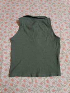 Green Polo Neck Cute Top