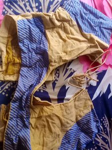 Yellow Cotton Saree With Stitched Blouse