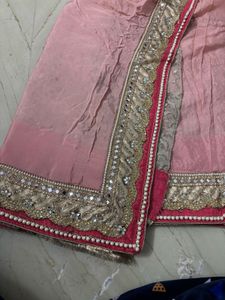 Elegant Pink &amp; White Saree