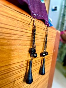 Black Chimes Earrings for Women &amp; Girls | Fashion Multicolor Long Dangler Earring | Metallic Mesh Grid Sequins Tassel Long Drop Earrings | Western Danglers Earring | Birthday &amp; Anniversary Gift