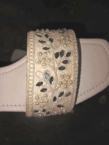 Embellished White Slides
