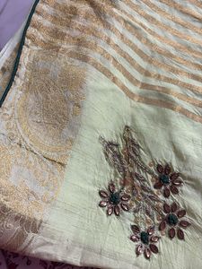 Lime Green Saree with Gold Detail