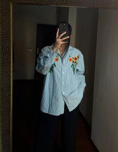 SUNFLOWER Embroidered Vintage Stripe Shirt 🌻