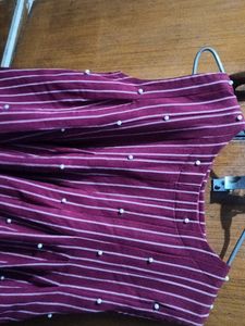 Red Peplum Top With Pearls