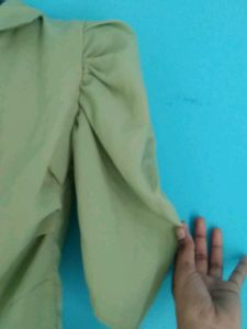 Olive Green Puff Sleeve Top