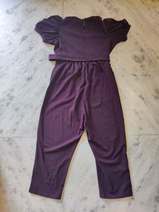 DressBerry Brand Burgundy Solid Basic Jumpsuit with Belt