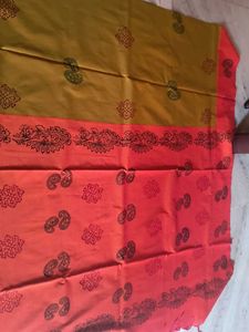Orange And Lime Green Colour Saree, Pink saree