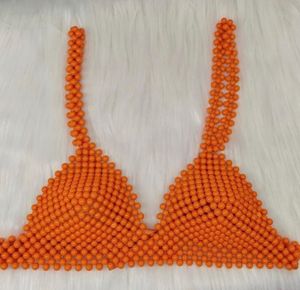 Orange Beaded Bra