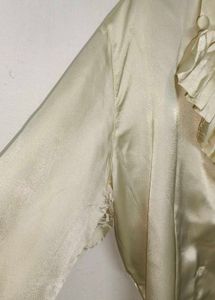 Trendy New Ruffled Satin Button-Up