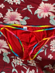 Branded Unused Net Red Rainbow Trim Briefs