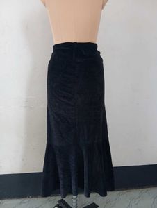 Vintage Black Velvet Maxi Skirt