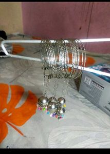 Stylish Silver Bangles (2 Designs)+Matching Jhumke