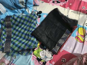 Checked  Sari With Blouse Piece