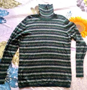 Striped Turtleneck T shirt.