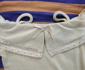 Ribbed Lace Trim Top