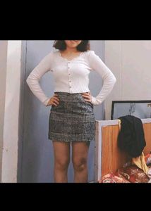Plaid Mini Skirt Woolen