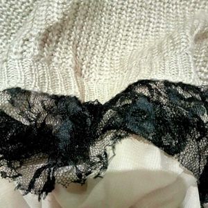 Lace Trim Knit Sweater Top
