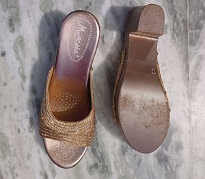 Gold Embellished Wedge Sandals