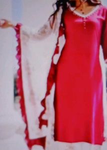 Only Cash Red Kurti Palazzo Set with Dupatta