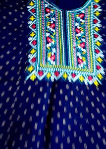 Embroidered Navy Blue Kurta