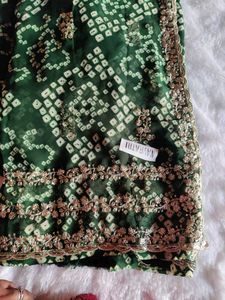 Green Bandhani Saree
