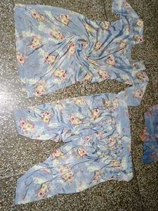 Silver Crape Silk Suit
